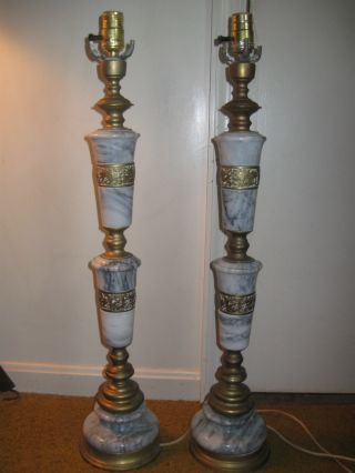 Vtg Italian Marble Lamps W/peacock & Dragon Design.  Marbro Quality - Taking Offers photo