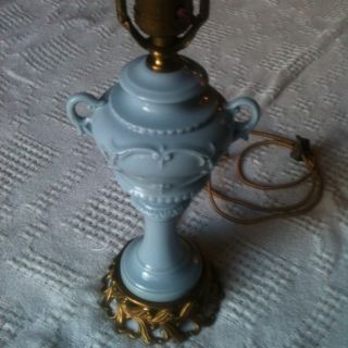 Old Porcelain And Brass Lamp Blue photo