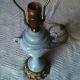 Old Porcelain And Brass Lamp Blue Lamps photo 1