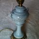 Old Porcelain And Brass Lamp Blue Lamps photo 4