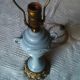 Old Porcelain And Brass Lamp Blue Lamps photo 5