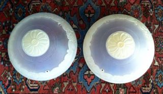 Pair - Antique Vintage - Glass Chandelier Ceiling Shades - Frosted Colored Glass photo