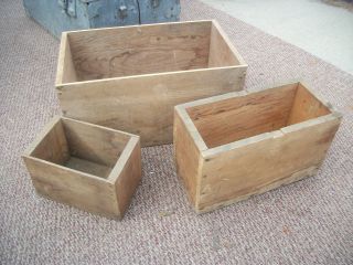 3 Vintage Wood Boxes For Planters Decorating Storage Country Farm Barn Garden photo