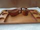 Vintage Handled Hand Carved Teak Wood Serving Tray & Handled Bowl & Spice Bowl Trays photo 5