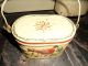 Antique Oval Tin Tole Painted Lunch Box Can - Mustard Color With Bird And Stars Primitives photo 6