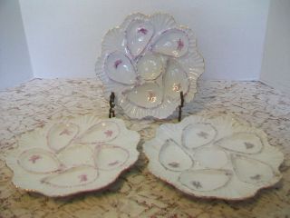 Three Antique Oyster Plates Or Dishes photo