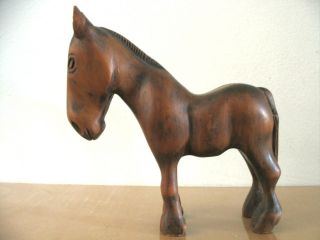 Vintage Hand Carved Folk Art Missouri Mule Figure/ Toy photo