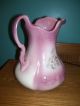 Vtg Ironstone Victorian Style Pitcher Pink W/flowers Pitchers photo 1