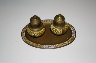 Antique Brass Salt And Pepper Shakers From Thailand 40 Years Old photo