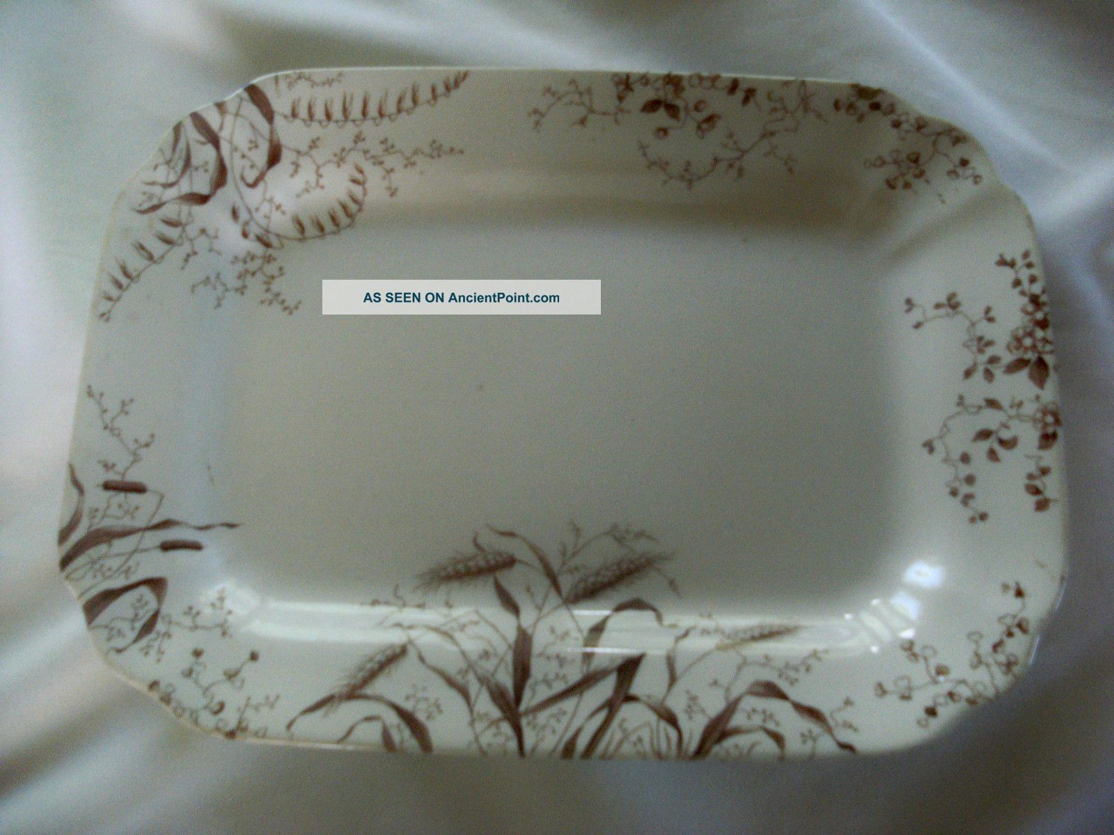 Antique T&r Boote Brown Transferware Platter 1891 Wheat Pattern Platters & Trays photo