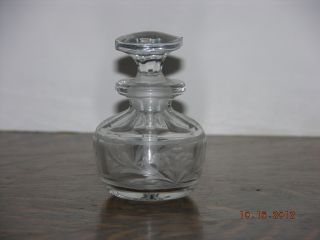 Antique Perfume Bottle Etched Glass With Dipper photo
