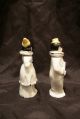 Pair Of 19teens German Porcelain Clown Perfume Bottles W Orig Cork Stoppers Figurines photo 1