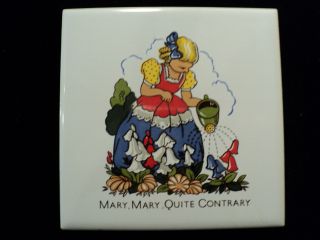 Vintage Antique Nursery Rhyme Tile Dk Tile Co Mary Mary Quite Contrary photo