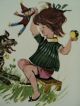 Vintage Antique Nursery Rhyme Style Tile Dk Tile Co Dog Doll Little Girl Playing Tiles photo 2