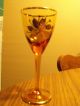 Vintage Amber Glass Cordial Set 4 Stemware Gold Leaf And Trim Stemware photo 1
