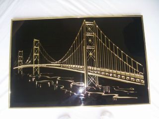 Art Gold Suspension Bridge Mirrored photo