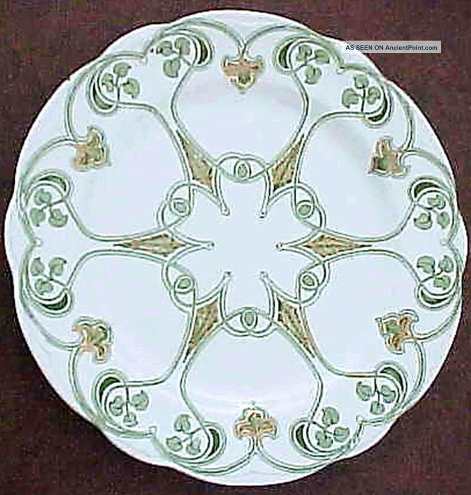 19c Green Transfer Scroll Leaf English Ivy Aesthetic Trent Lunch Plate Vg Plates & Chargers photo