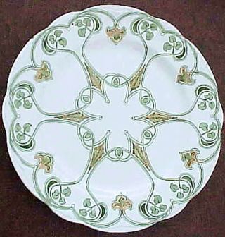 19c Green Transfer Scroll Leaf English Ivy Aesthetic Trent Lunch Plate Vg photo