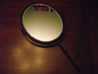 Antique Vintage Cast Iron Vanity Swivel Mirror Large Oval Peg For Stand Beveled photo