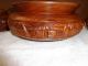 Vintage Hand Carved Teak Wood Bowl With Matching Wood Spice Bowls Ornate Carving Bowls photo 1