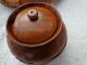 Vintage Hand Carved Teak Wood Bowl With Matching Wood Spice Bowls Ornate Carving Bowls photo 4