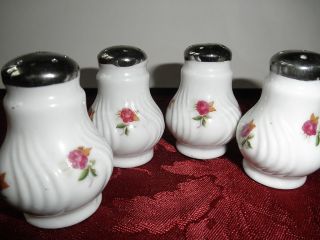 (4) Vintage Rose Individual Salt & Pepper Shakers Japan photo