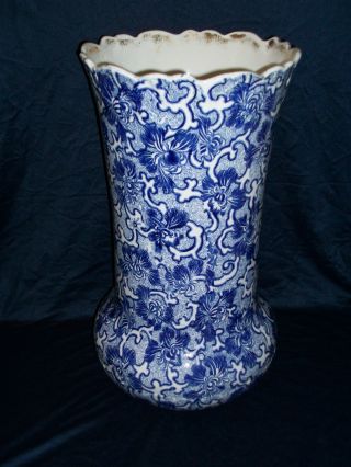 1883 Maddock ' S Works Porcelain Umbrella Holder In Cobalt Blue photo