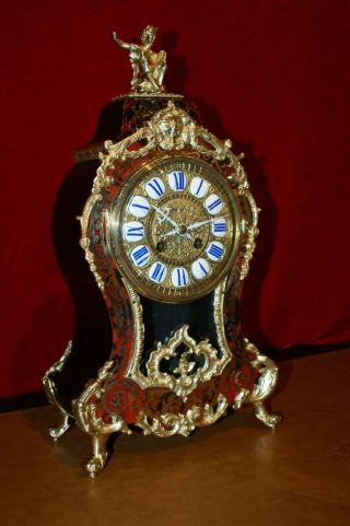 Stunning Antique French Boulle Mantel Clock.  Circa 1860 - 1870 photo