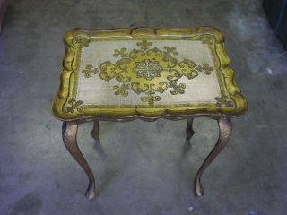 Vintage Gold Paint Florentine Side Table Serving Tray Italy Italian Toleware photo
