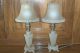 Pr.  Art Deco Glass Table Lamps Satin Glass Shades Ready To Use Lamps photo 2