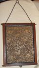 Antique Ship Captain ' S Mirror Tri - Fold Tooled Leather Lotus Blossom Nautical Mirrors photo 2