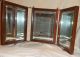Antique Ship Captain ' S Mirror Tri - Fold Tooled Leather Lotus Blossom Nautical Mirrors photo 6