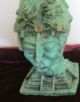 Aztec Jade Victorian Pen Holder 1870 - 1910 Green Color With Carving Figurines photo 2