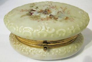 1800 ' S Wave Crest Porcelain Oval Dresser Box With Satin/silk Lining photo