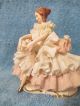 Vtg Dresden Art Made In Germany Ballerina Figurine Pink & White Lace ~crown W/ R Figurines photo 1