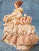 Vtg Dresden Art Made In Germany Ballerina Figurine Pink & White Lace ~crown W/ R Figurines photo 2