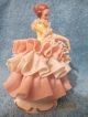 Vtg Dresden Art Made In Germany Ballerina Figurine Pink & White Lace ~crown W/ R Figurines photo 7