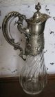Crystal Wine Decanter With Solid 800 Silver Hallmarked - Circa 1890 Decanters photo 4