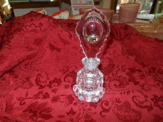 Vintage Ornate Pressed Glass Perfume Bottle With Stopper 7 