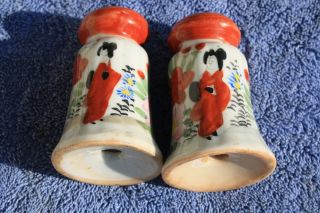 Vintage Porcelain Salt And Pepper Shakers With Japanese Designs Handpainted photo