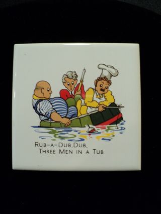 Vintage Antique Nursery Rhyme Tile Dk Tile Co Rub - A - Dub Dub Three Men In A Tub photo