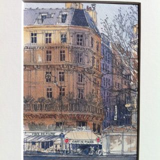 Paris Watercolor Print - Cafe De Flore - Pierre Deux photo