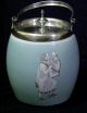 Antique Deykin & Sons Porcelain Biscuit Cracker Jar Barrel Silver Top 1860 - 1890 Jars photo 3