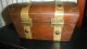 Older All Wood And Brass Humpback Camelback Treasure Chest Wooden Box Boxes photo 6