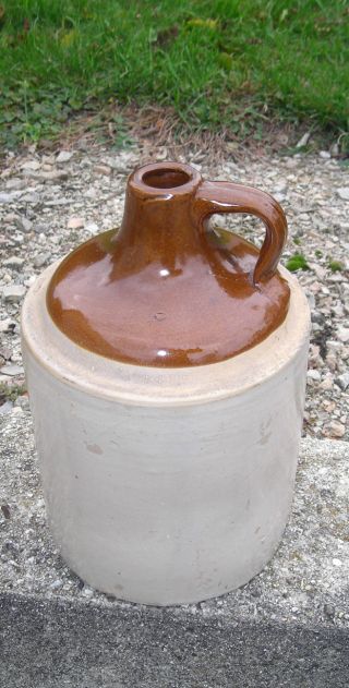 Vintage Stoneware Crock - Brown/tan Whiskey Jug photo