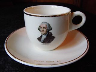 Vintage Martha & George Washington Porcelain Tea Cup And Saucer Set Made In Usa photo
