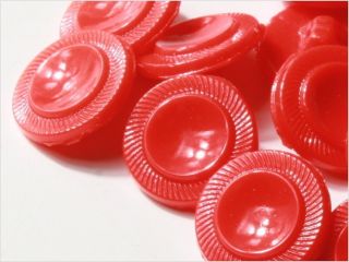 (24) 14 Mm Rough Antique Vintage Czech Red Deco Glass Buttons 20´s photo