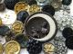 102 Antique Vintage Metal Buttons Victorian Cut Steel Old Steels Brass Picture Buttons photo 1