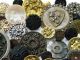 102 Antique Vintage Metal Buttons Victorian Cut Steel Old Steels Brass Picture Buttons photo 6