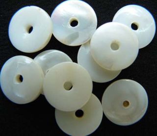 Antique Mother Of Pearl White Single Hole Buttons 40 Count photo